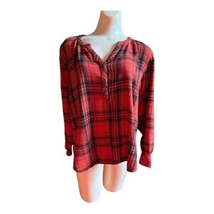Universal Thread Red Plaid Women's Top, Soft Flannel, XL